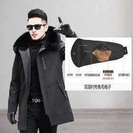 新款冬季男款外套真水貂皮毛一体连帽中长款派克服真貂皮大衣男