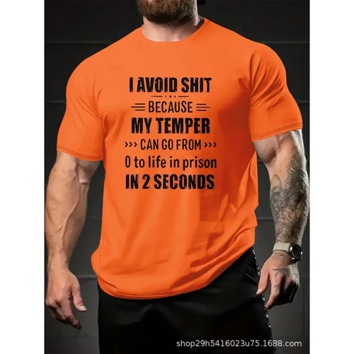 Mesh Short Sleeve 3D Digital Printing Fashion Letter Print European and American Crew Neck Men's Summer T-shirt Men's Top