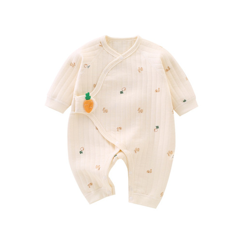 Newborn baby jumpsuit, children's autumn and winter pure cotton boneless clothes, newborn pajamas, men's and women's baby crawling clothes, spring and autumn