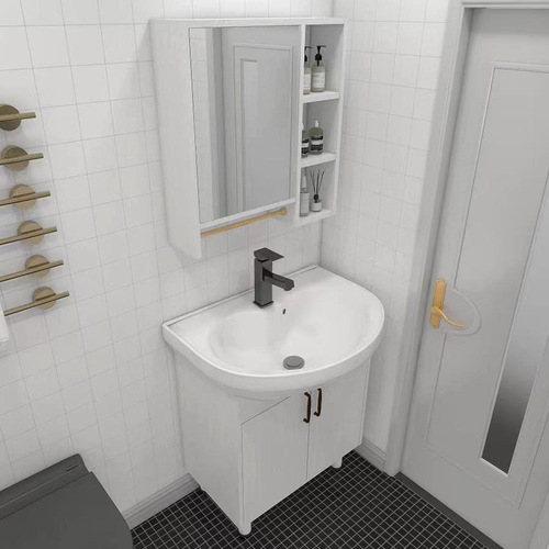 5ZV7 wholesale big belly basin bathroom cabinet combination small apartment solid wood washbasin bathroom integrated washbasin for hand washing