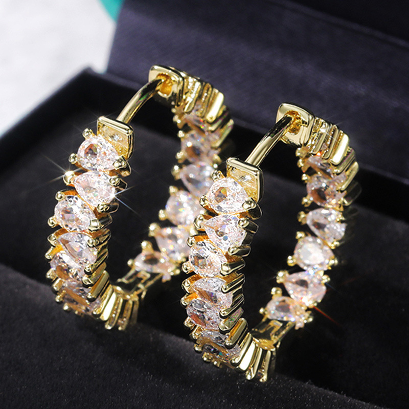 Earrings, zirconium, European style, wholesale