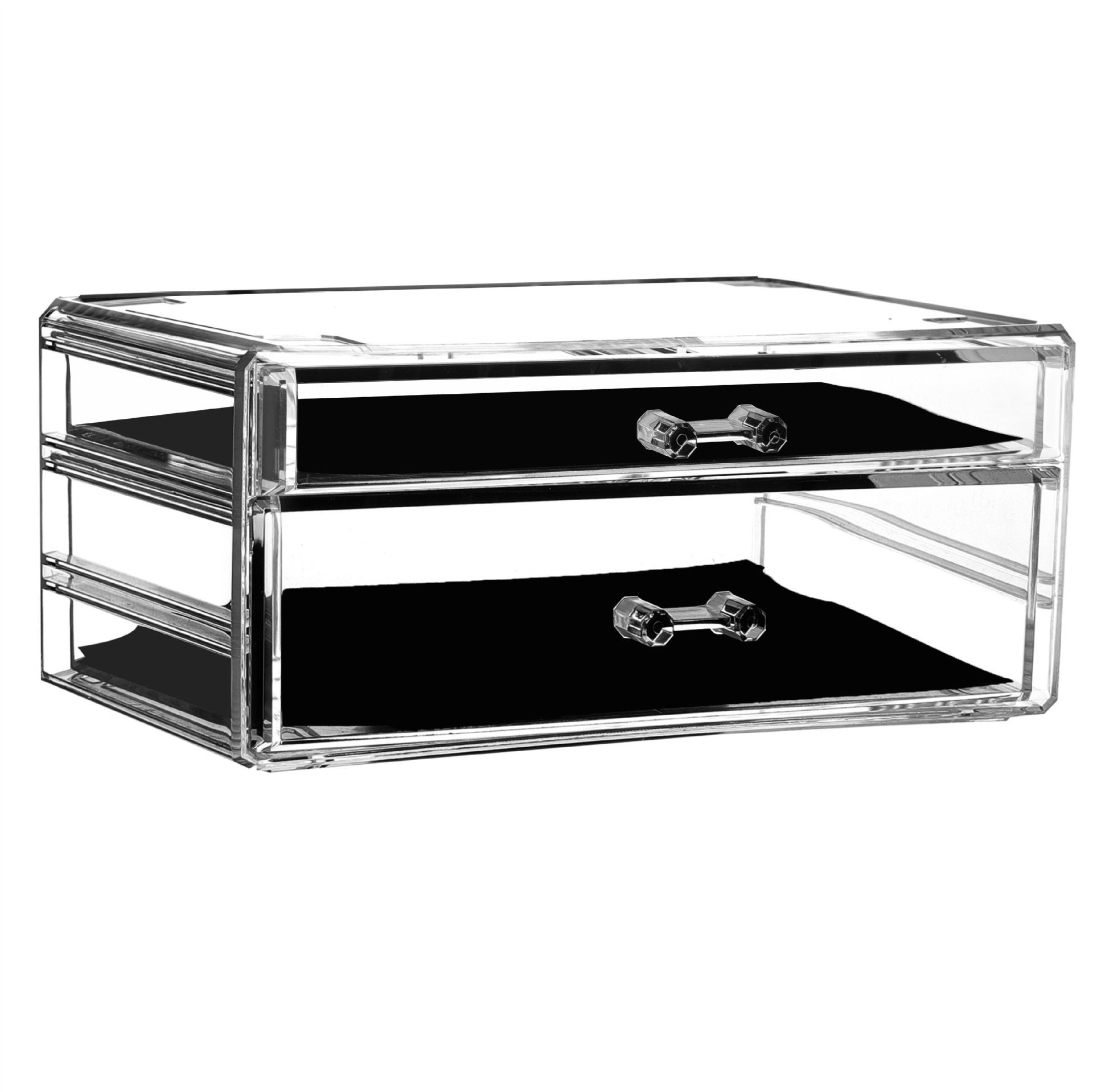 Caja de maquillaje tipo cajón transfronterizo escritorio acrílico transparente estante cosméticos cuidado de la piel caja de tocador