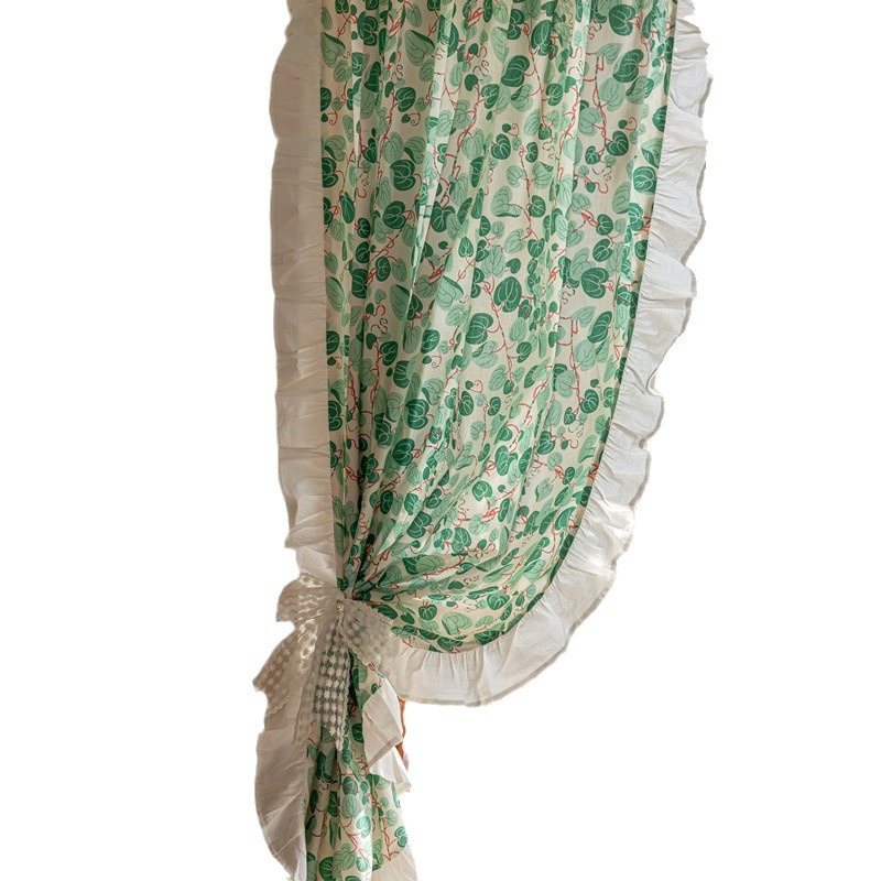 Cross-border All-cotto INS Prited For Homestay, O-drill Partitio Kitche Ruffle Widow Short Curtai, Hagig_voghion.com