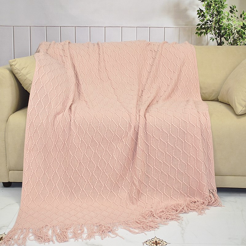 Manta nórdica de color sólido, estilo retro, para oficina, manta gruesa para aire acondicionado, manta para casa, sofá, cama, siesta