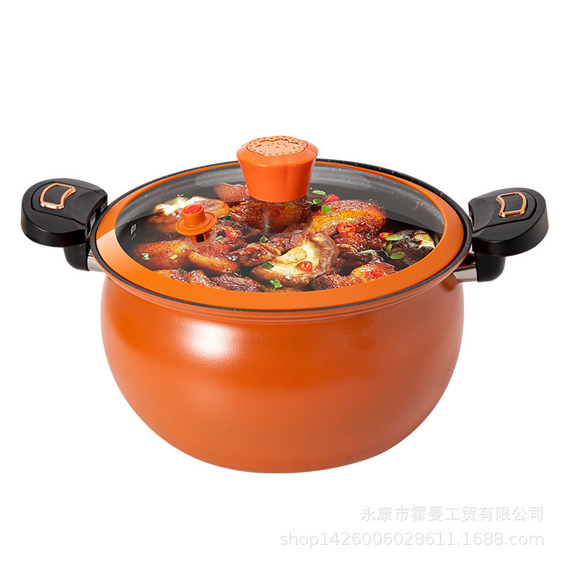 微圧鍋の新型家庭用太った高圧鍋の大容量のカボチャ鍋の煮込み鍋の麦飯石スープ鍋は鍋の切り株にくっつかないです。|undefined