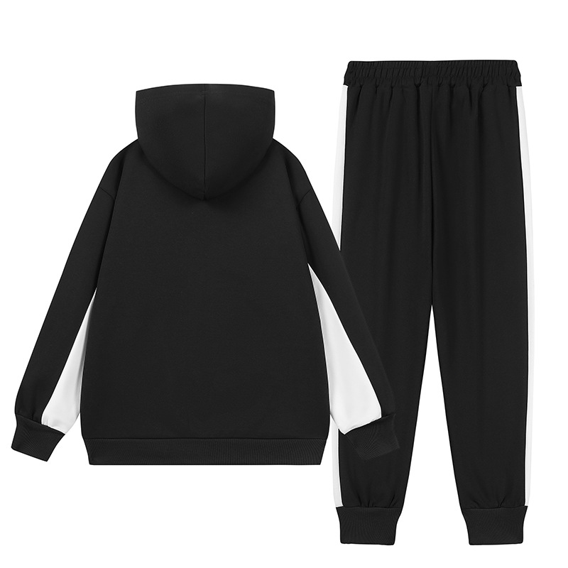 Herenkleding contrasterende kleur stiksels capuchon tweedelig sportpak_voghion.com
