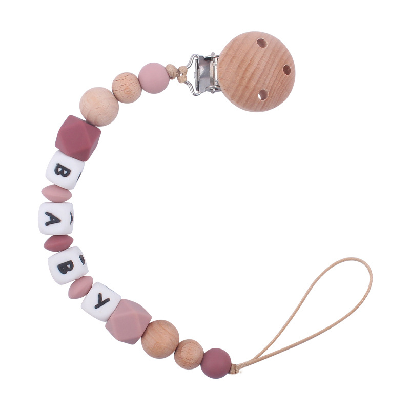 Suministros para bebés de haya clip pezón cadena creativa DIY bebé octogonal silicona mordedor pulsera juguete conjunto de dos piezas