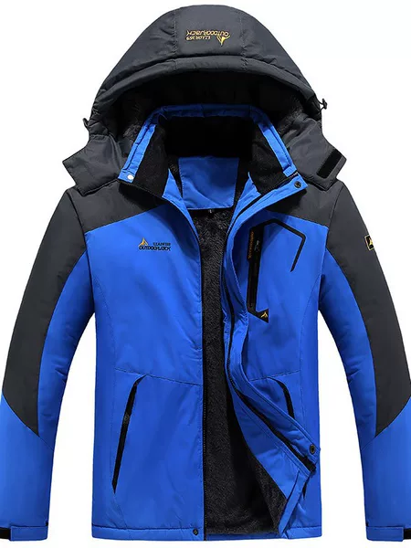 New winter fleece-lined thickened cross-border couple's jacket, outdoor warm, windproof, waterproof, hooded casual wear