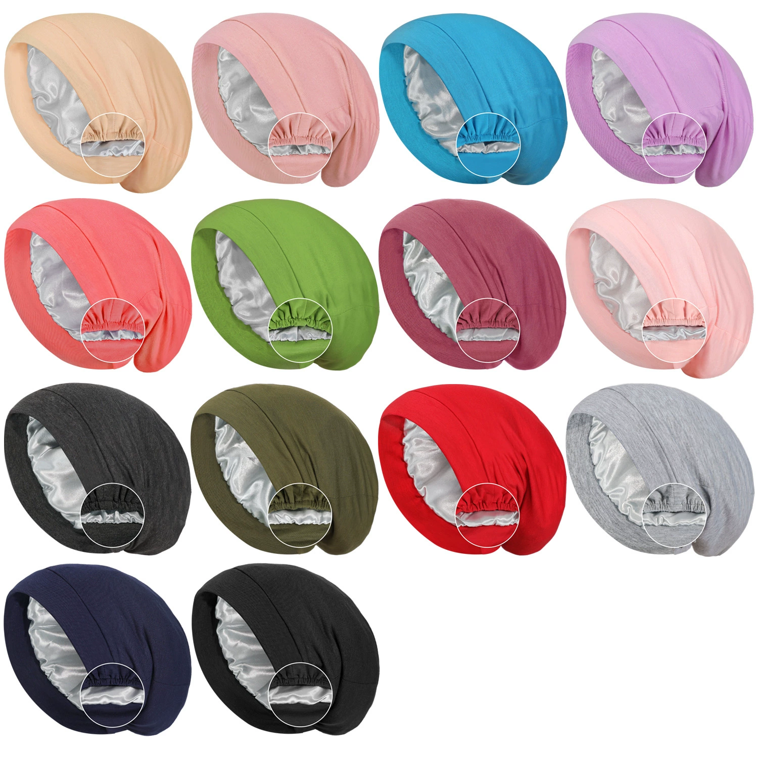 New European and American cotton solid color nightcaps, double-layer colored chemotherapy hat, elastic pullover cap, Amazon hot sale