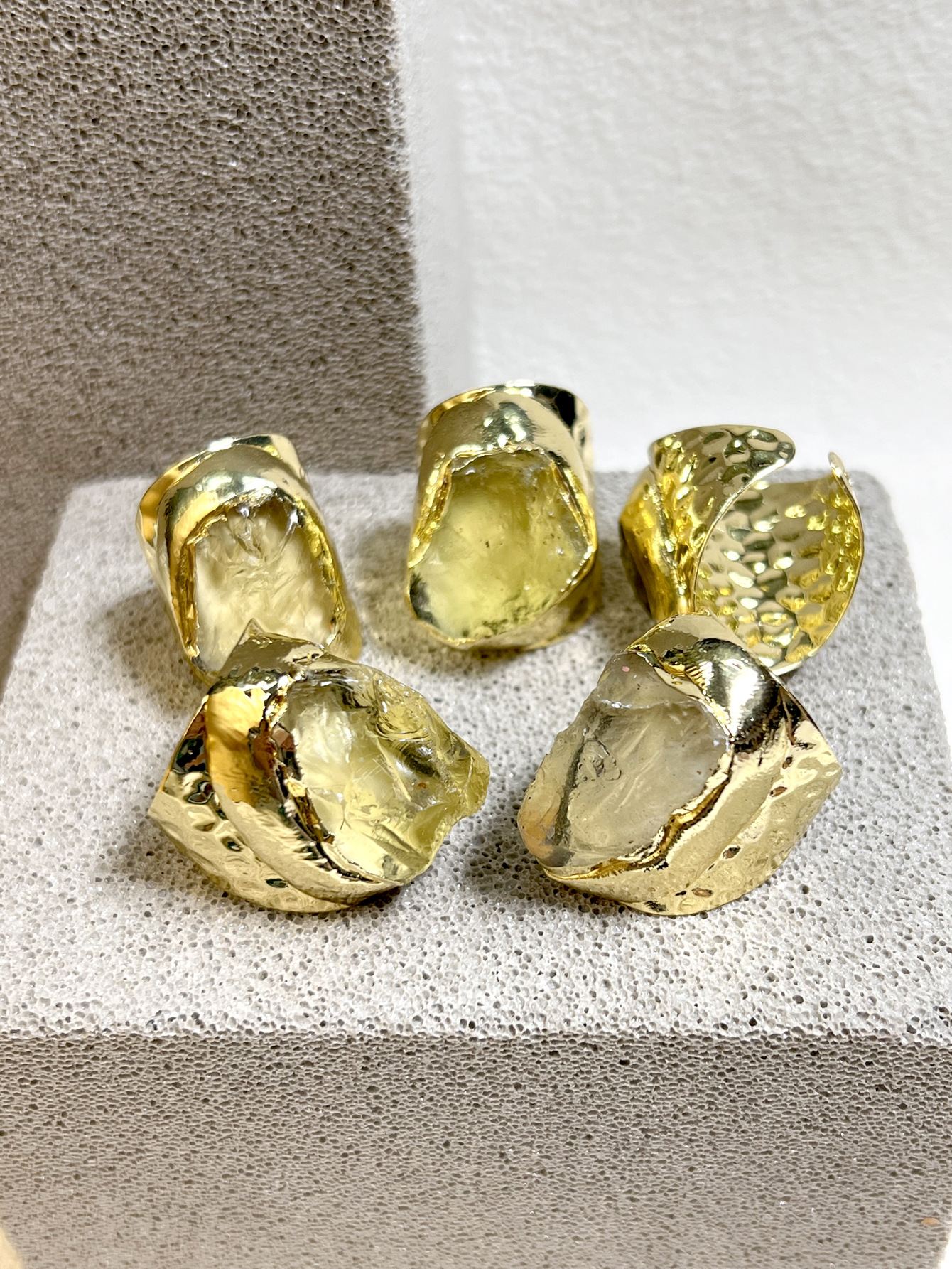 15g Weight Open Rings Classification Unisex Citrine Plating Healing Irregular Open Rings Healing Crystals Jewelry