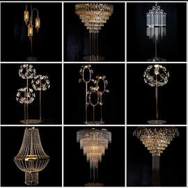 婚庆道具电镀铁艺路引吊灯饰婚礼堂背景装饰灯玻璃亚克力装饰道具