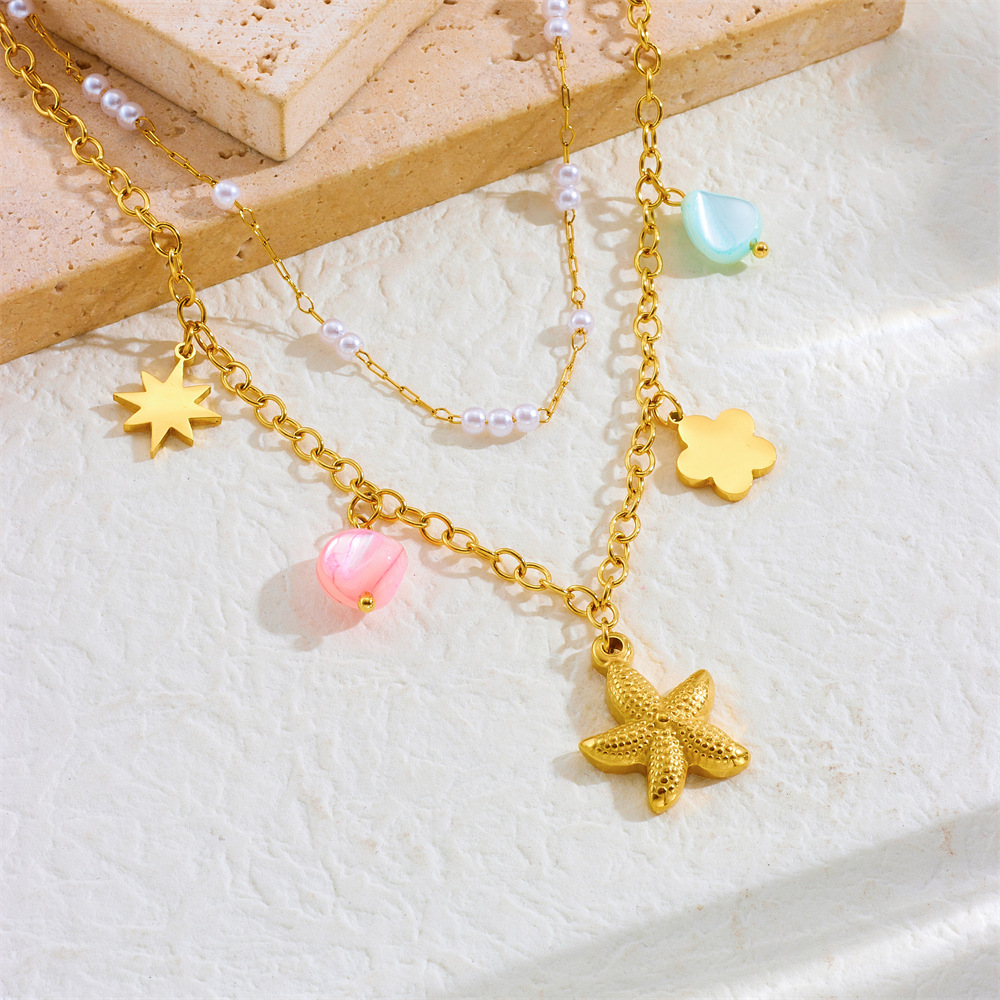 Wholesale Jewelry Retro Classic Style Sun Heart Shape Flower 304 Stainless Steel Plating Pendant Necklace Cable Chain display picture 7