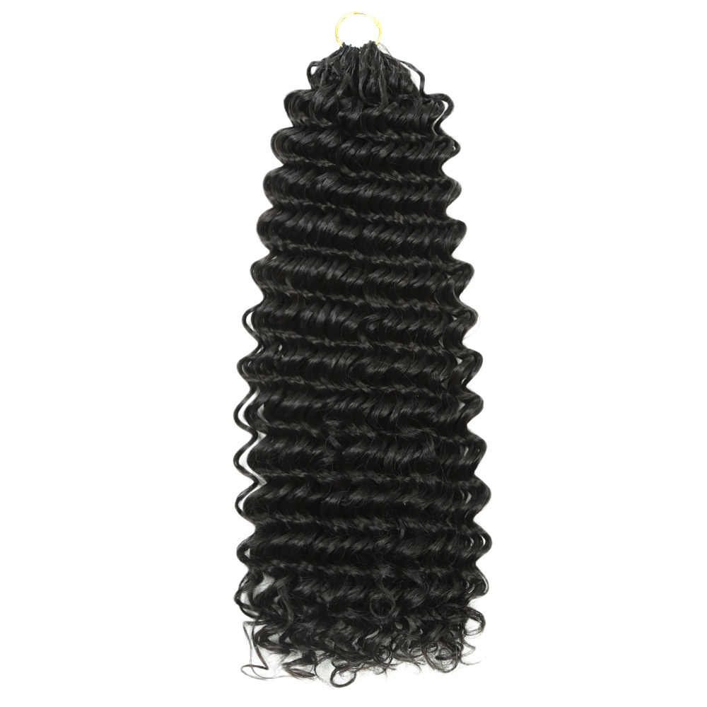 Los fabricantes de Xuchang venden al por mayor pelucas transfronterizas europeas y americanas de 16 pulgadas Deep Wave feather para recibir el pelo largo y rizado de fibra química.