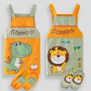 Children's Apron Painting Smock Kindergarten Male and Female Baby Eating Bib Boy and Girl Dirty Painting Art Reverse Dressing
