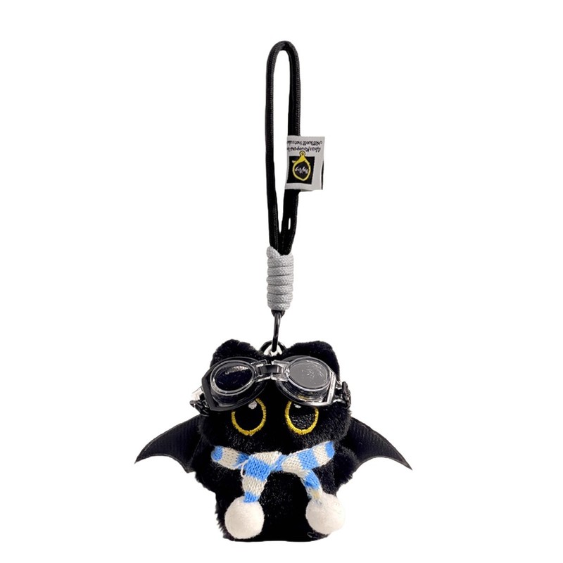 可爱大眼恶魔小黑猫毛绒公仔钥匙扣卡通小玩偶包包挂件包挂饰礼物|undefined
