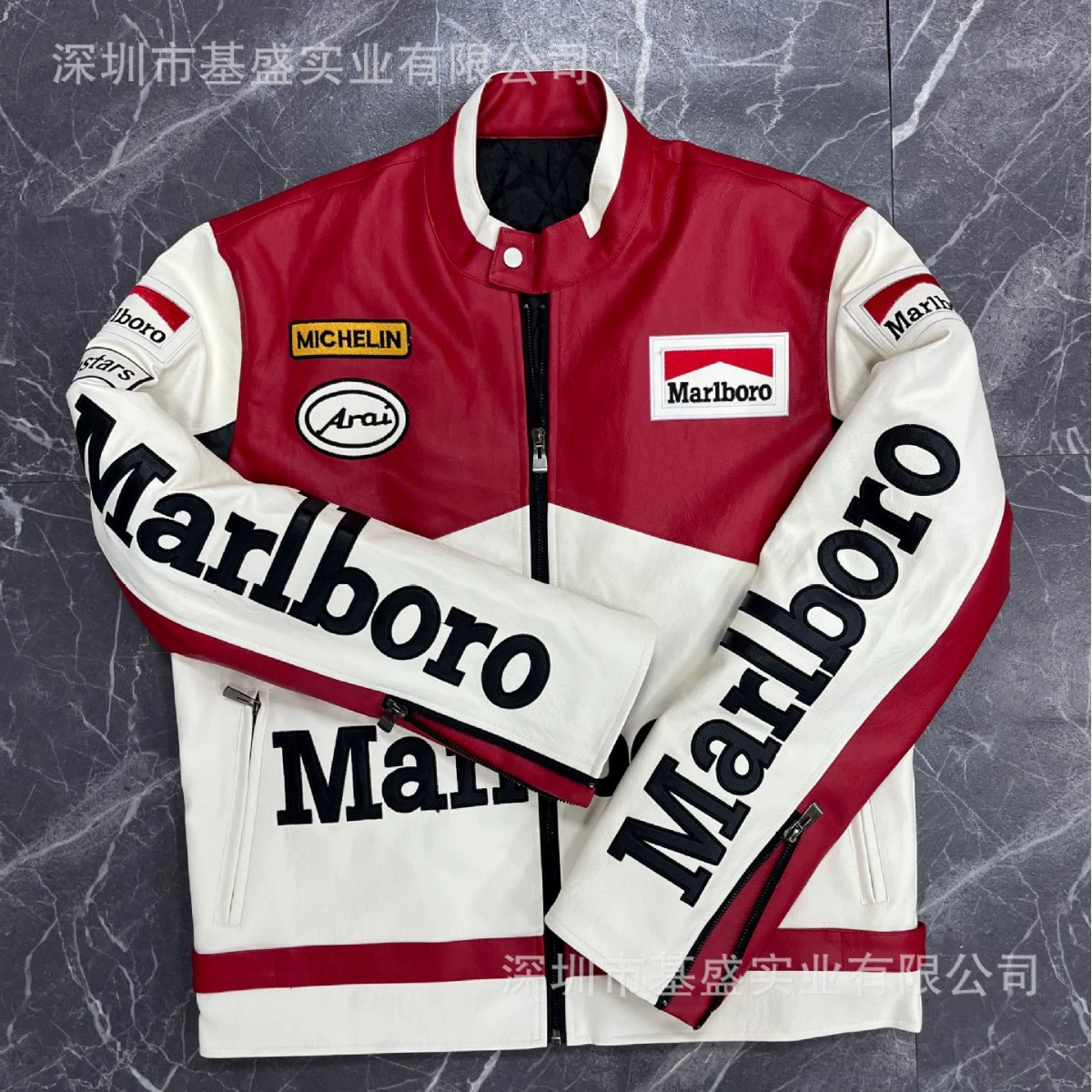 Кожаный костюм для автогонок F1, куртка Marlboro, куртка из ПУ, костюм для езды на мотоцикле Harley, мотоциклетная куртка короткого кроя с возможностью индивидуальной настройки из хлопка