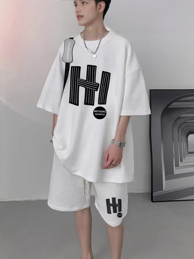 Camisa menos ropa traje de ropa deportiva verano para hombres camiseta de manga corta jersey de baloncesto pantalones cortos casuales de dos piezas tendencia coreana