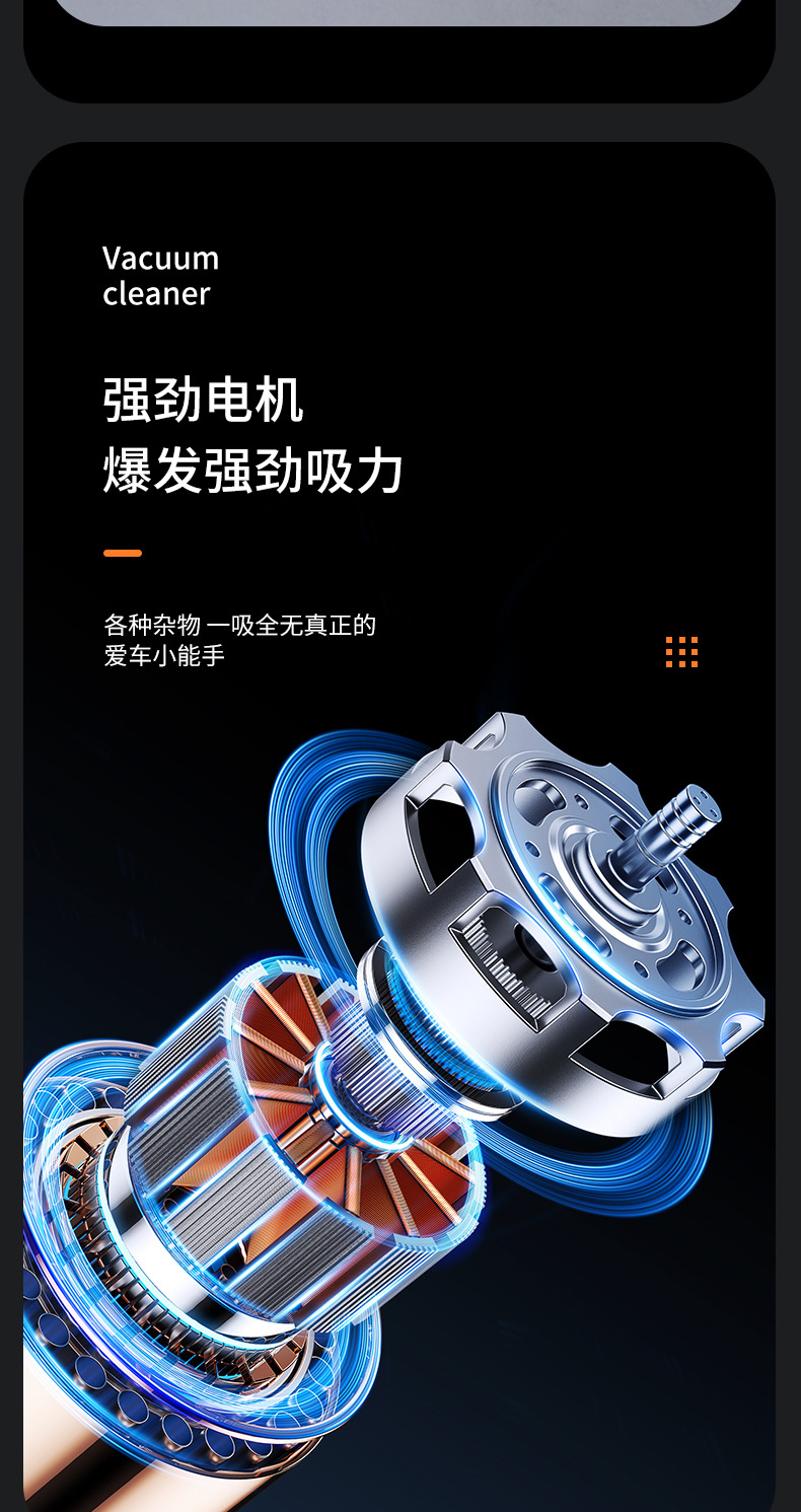 Cross-Border Car Vacuum Cleaner, Three-In-One Wireless Charging, High-Power, Household Handheld, High Suction, Portable for Car and Desktop Use