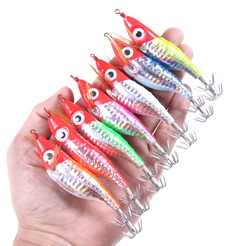 Parallel wooden shrimp squid hook explosive hook 9G with ring bead luminous level big eye shrimp rock fishing Luya bait wholesale