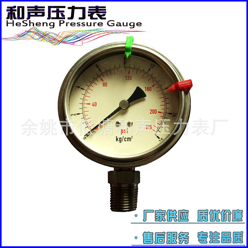 厂家批发全钢压力表不锈钢压力表Y100径向轴向2.5MPA特种表
