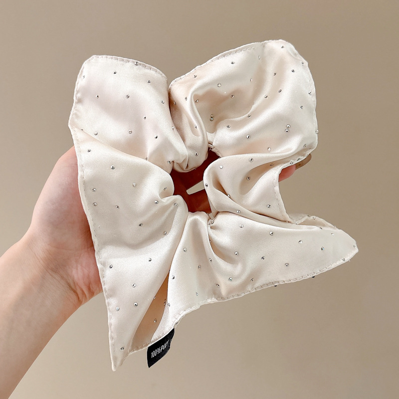 Temperamento bufanda cuadrada intestino lazo para el cabello femenino 2025 nuevo estilo súper grande cola de caballo cabeza cuerda viento perezoso banda de goma cuerda para el cabello tocado