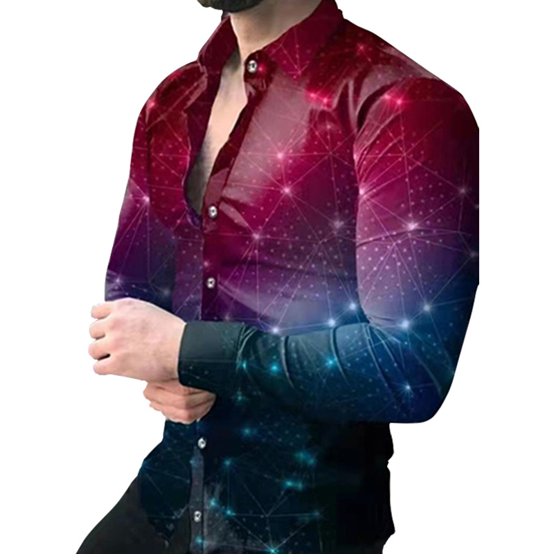 Comercio exterior transfronterizo 2023 nueva primavera y otoño camisa de manga larga para hombres moda 3D impresa camisa casual ventas directas de fábrica