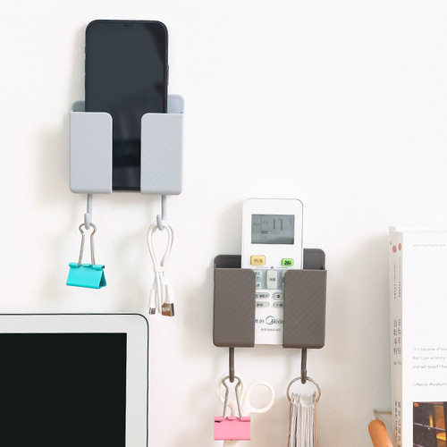 TV air conditioner remote control storage box wall hanging bedside mobile phone storage punch-free storage rack hook wall hanging rack