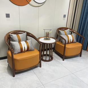 New Chinese Style Ebony Lounge Chair Full Solid Wood Taishi Sofa Chair Tea Room Household Living Room Balcony Circle Chair Three-piece Set