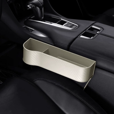 Car storage bag/box Car Seat Central Control Gap - carbon-fiber-texture-beige-driver