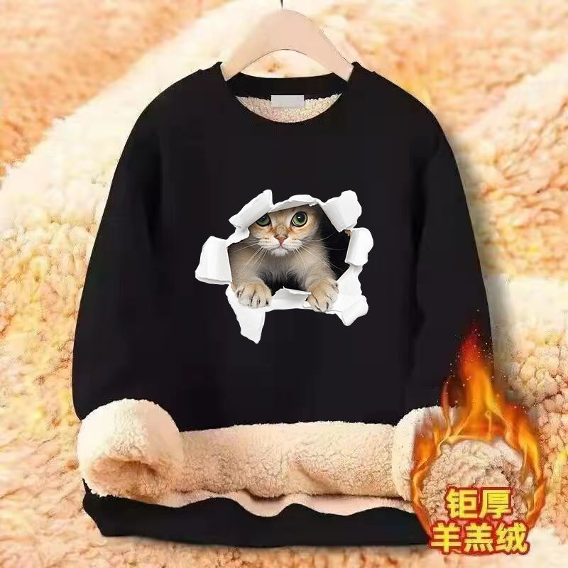 고양이 머리 [둥근 목 캐시미어 스웨터 단일 조각]