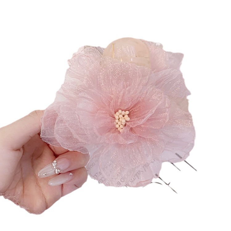Pinza per capelli camelia donna grande molletta a forma di fiore_voghion.com