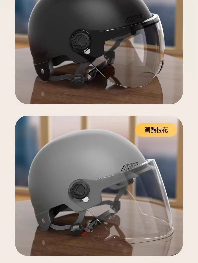 Certified New National Standard Electric Vehicle Helmet for Men and Women, Summer Sun Protection, All-Season Half Helmet, Motorcycle Safety Helmet