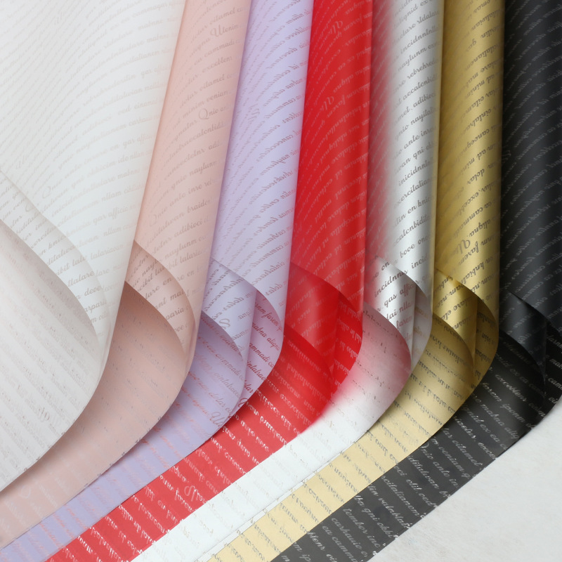 Huaxi pequeño inglés papel hansu flor al por mayor papel de embalaje ramo material de embalaje impermeable niebla material de florista