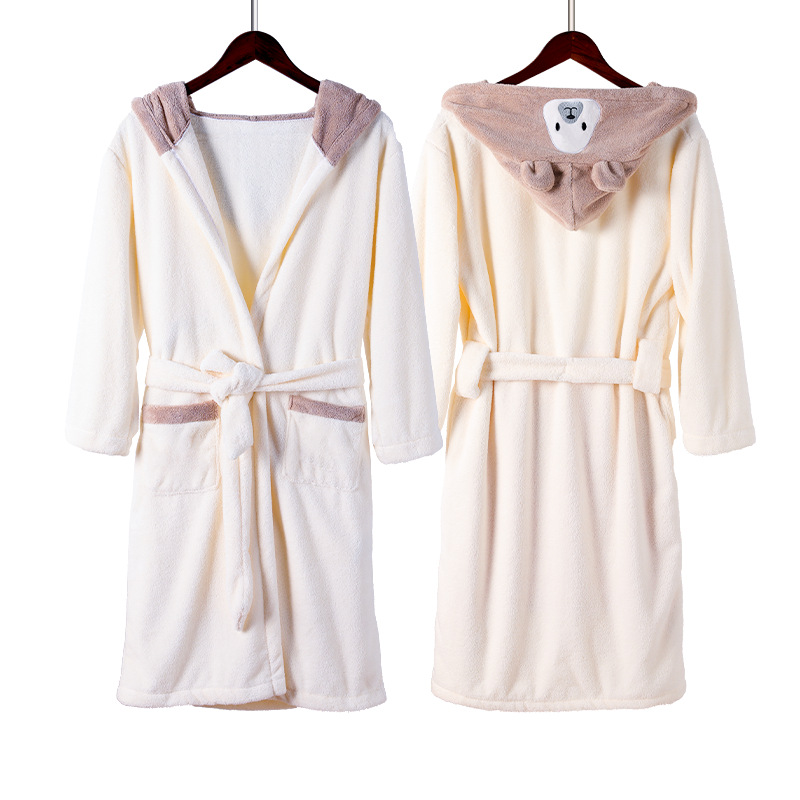 Coral polar Albornoz de los niños capa encapuchada baño del bebé engrosada absorbente bordado usable Toalla de baño del bebé Clase a