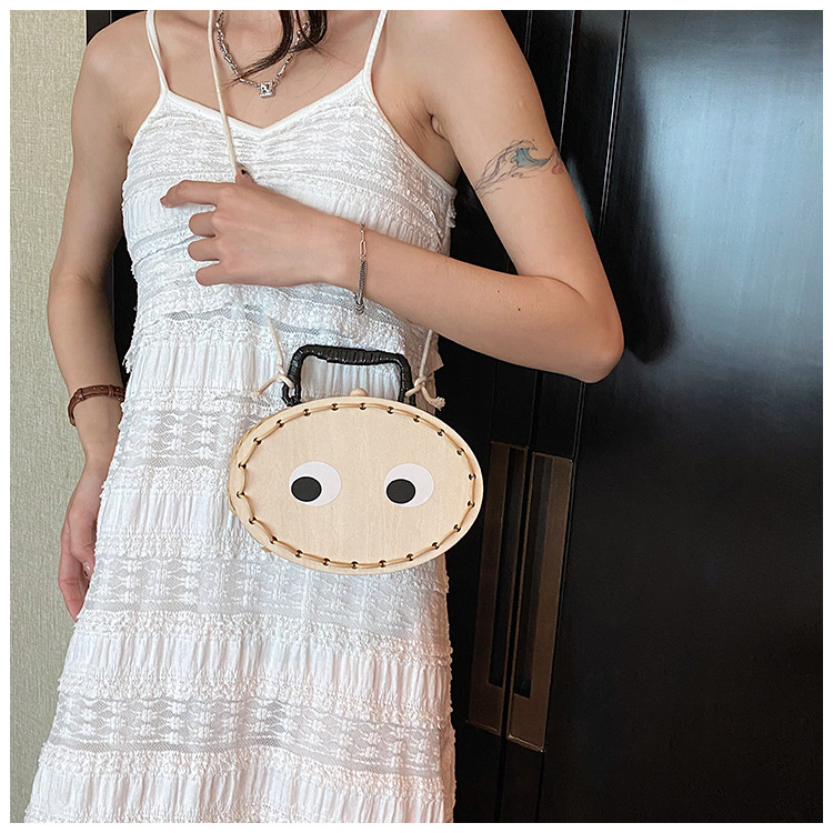 Women's Small Special Materials Fruit Eye Cute Weave Oval Lock Clasp Crossbody Bag display picture 5