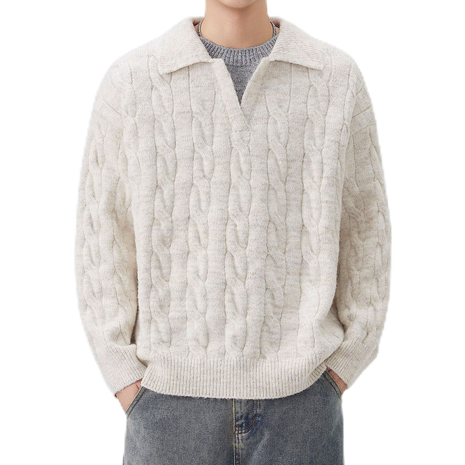 Explosiones transfronterizas de tamaño grande falso de dos piezas de polo camisa de punto de torsión suéter hombre viejo dinero fábrica de moda al por mayor