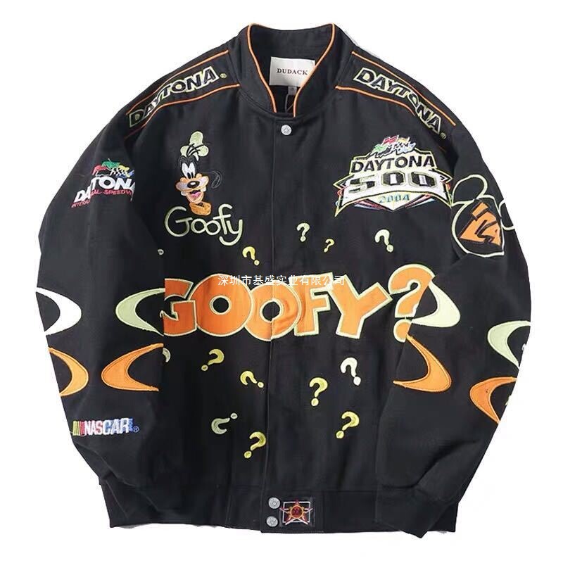 European and American Trendy Brand Vintage Embroidered Jacket Motorcycle Clothing for Men and Women Loose Hip-Hop Jacket Vintage Baseball Uniform Customization