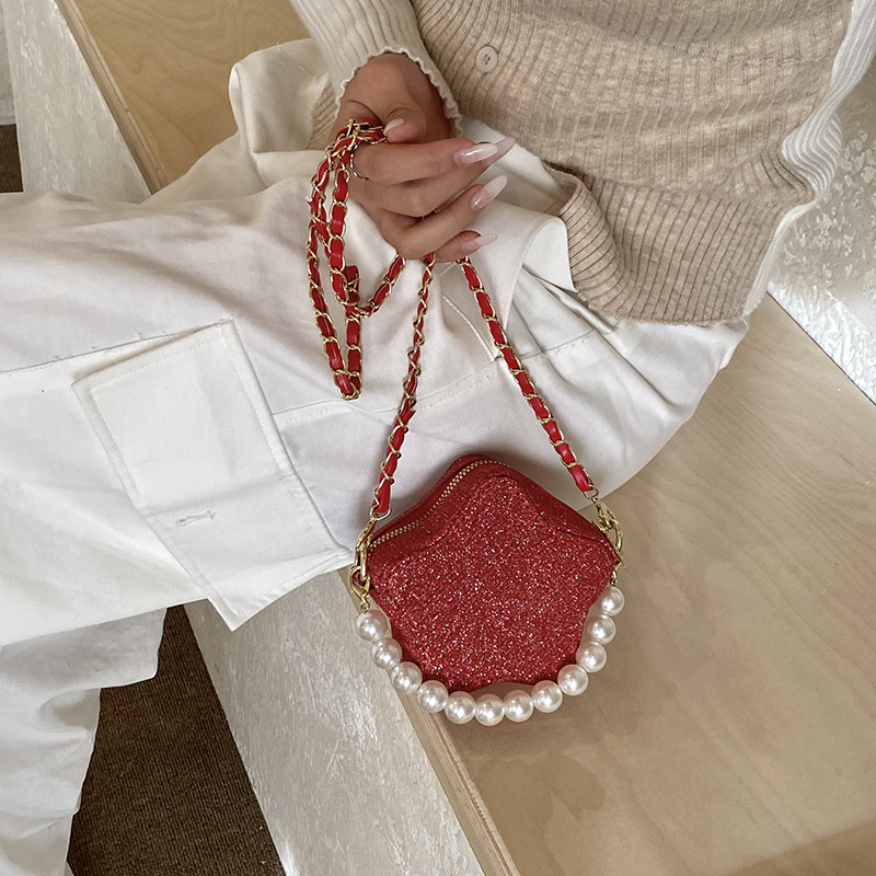Estrella de cinco puntas estilo extranjero, bolsos de hombro para hombres y mujeres, bolsos de moda, mini bolsos de perlas coreanos, bolsos para niños