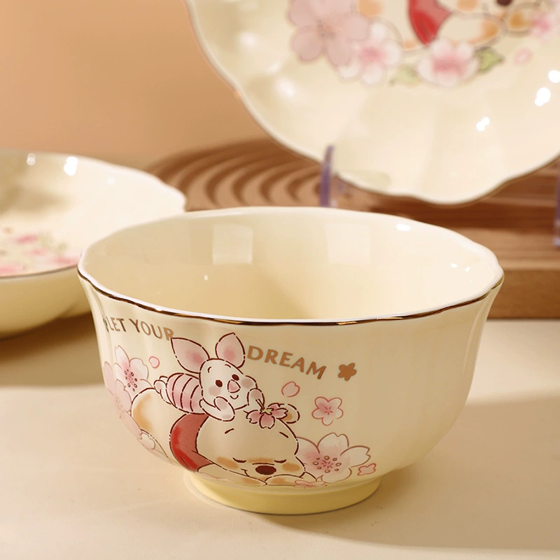 迪士尼 Ceramic cute tableware, set for home use, cartoon elite gift box, wholesale