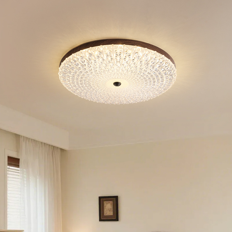 Lámpara de dormitorio de lujo ligero francés, cálida y romántica, habitación, lámpara de dormitorio principal, lámpara de techo de color nogal de troncos