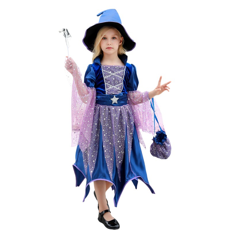 Halloween Children's Costume Girls Witch Dress cosplay Masquerade Costume Witch Princess Dress