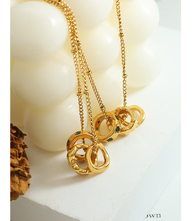 Fashion Round Titanium Steel Pendant Necklace Plating Inlay Zircon Stainless Steel Necklaces 1 Piece