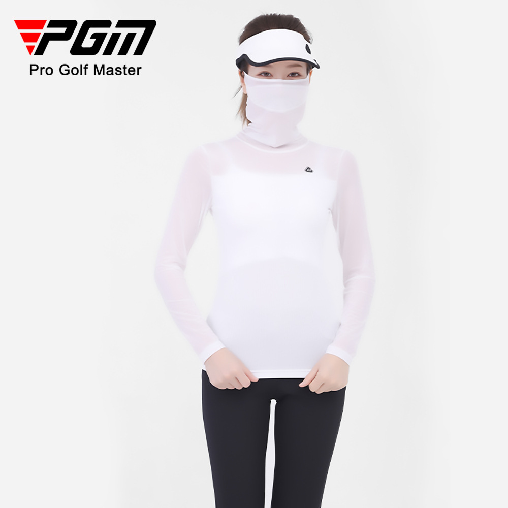 Áo thun golf chống nắng dài tay PGM chất liệu lụa lạnh co giãn cao — Áo thun nữ màu trắng YF304, YF305 quần áo nữ chống nắng đáy áo màu xanh sapphire, YF309 áo phông nữ màu trắng, YF305 quần áo nữ chống nắng đáy áo màu trắng