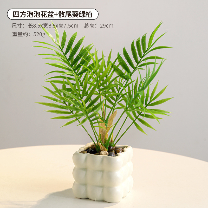 Oficina de escritorio de imitación de plantas verdes suculentas macetas interiores cerámicas adornos en plantas biónicas falsas flores bonsai