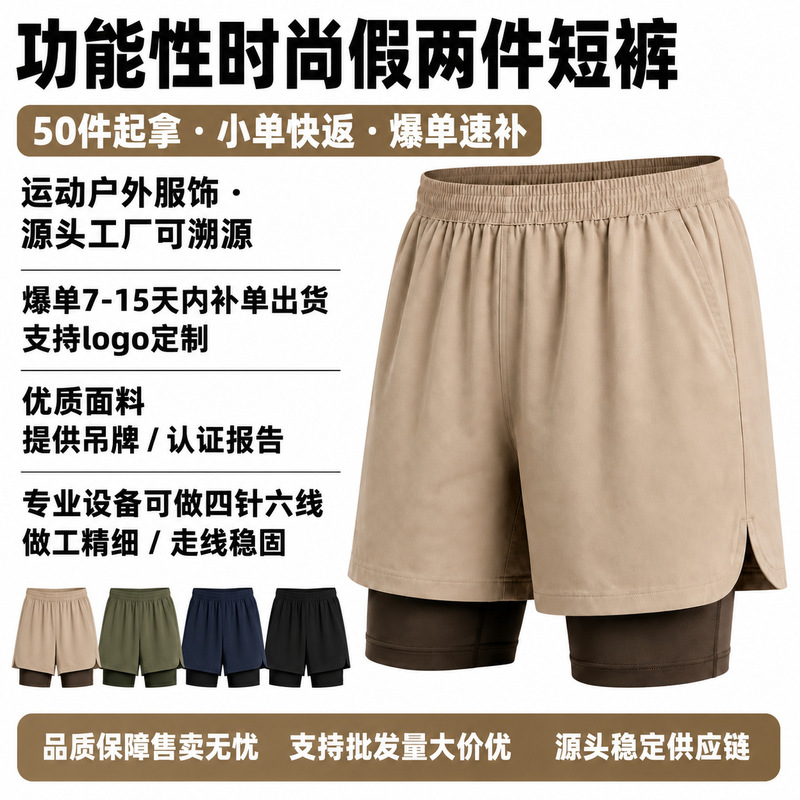 A100 Lyocell Merino Wool Anti-Exposure Fake Two-Piece Outdoor Sports Running Training Shorts Oem Factory A100 Lyocell Merino Wool Anti-Exposure Fake Two-Piece Outdoor Sports Running Training Shorts Oem Factory