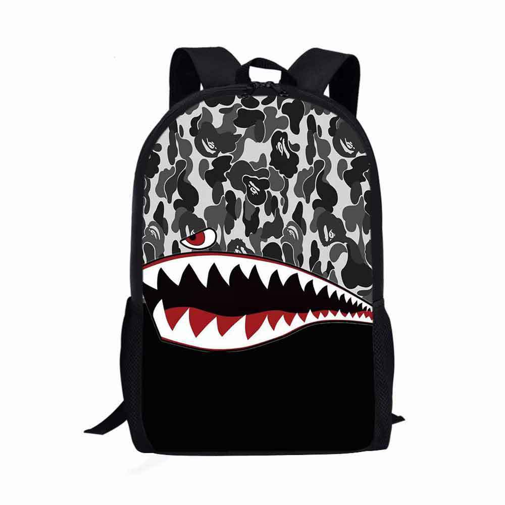 Estudiante de la escuela primaria mochila camuflaje tiburón logotipo imprimible de gran capacidad Mochila para niños mochila de dibujos animados transfronteriza entrega