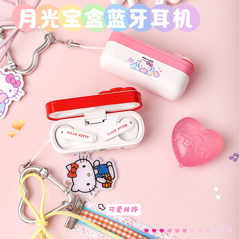 Sanrio Hello Kitty Kuromi Big-Eared Dog Lanyard Open Ows Bluetooth Headset Directional Sound Transmission
