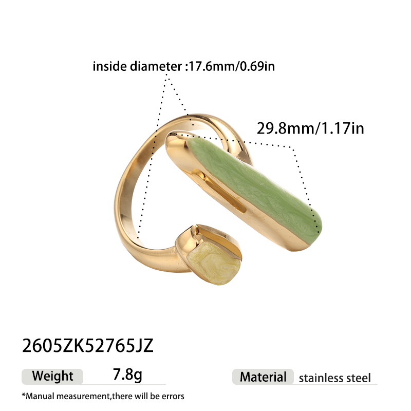Lujo ligero francés estilo de moda 18k oro acero inoxidable geometría simple anillo abierto brillante no decoloración joyas al por mayor