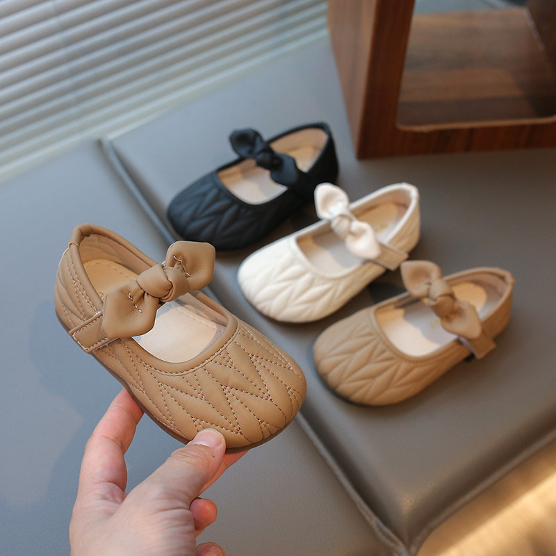 Girls Princess Shoes 2025 Spring New Children Soft Sole Small Leather Shoes Bow Girl Baby Soft Sole Casual Shoes