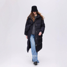 ES MODISH 冬季新品长款羽绒服立领加厚90白鸭绒保暖羽绒配挎包女